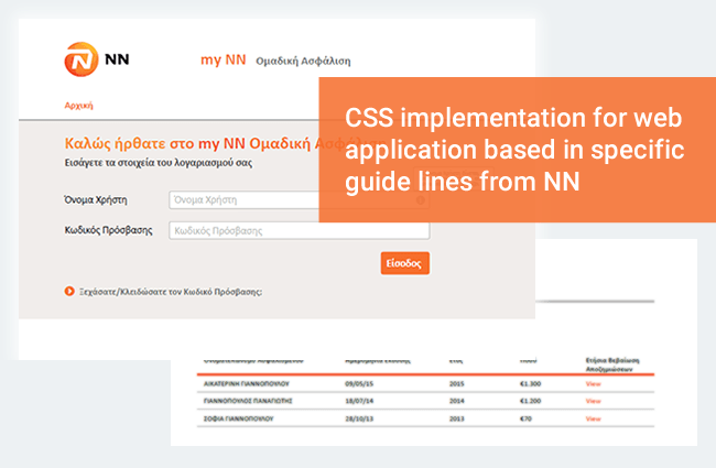 CSS implementation for web application based in specific guide lines from NN
