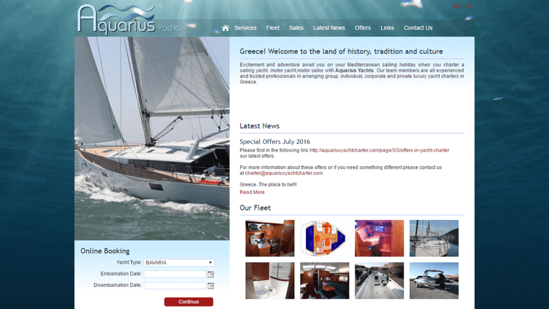 New corporate website for Aquarius Yacht