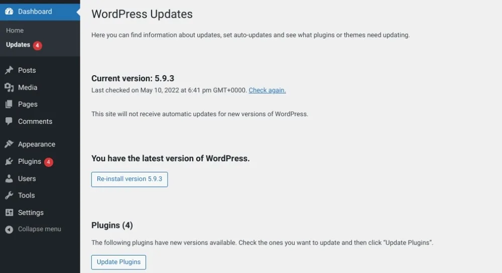 update plugins in wordpress